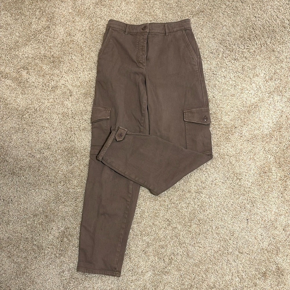 Aritzia Wilfred Brown High Rise Button Fly Cargo Pants Size 8